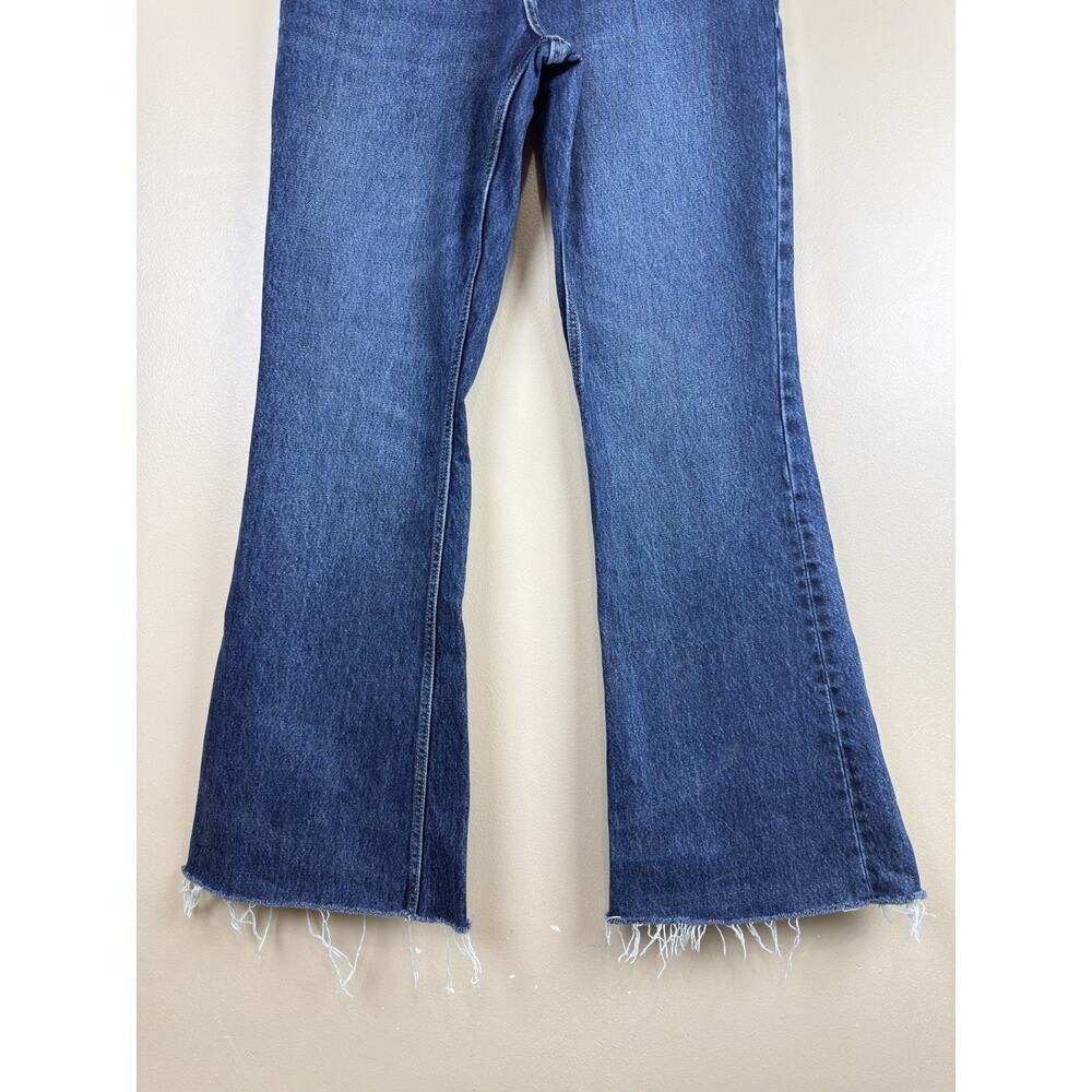 Zara Jeans Womens Blue Size 6 Denim Flare High Rise Raw Hem Medium Wash - Picture 3 of 14